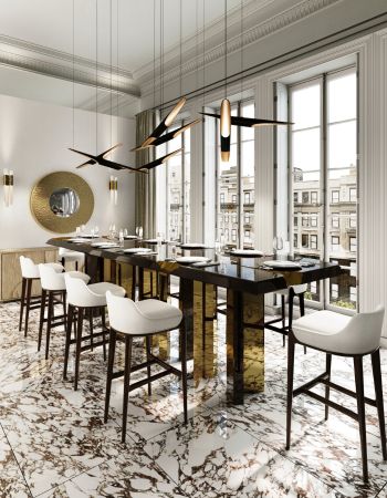  Elegance Embodied: A Luxury Dining Room with Gold Accents  Inspirations Caffe Latte Home